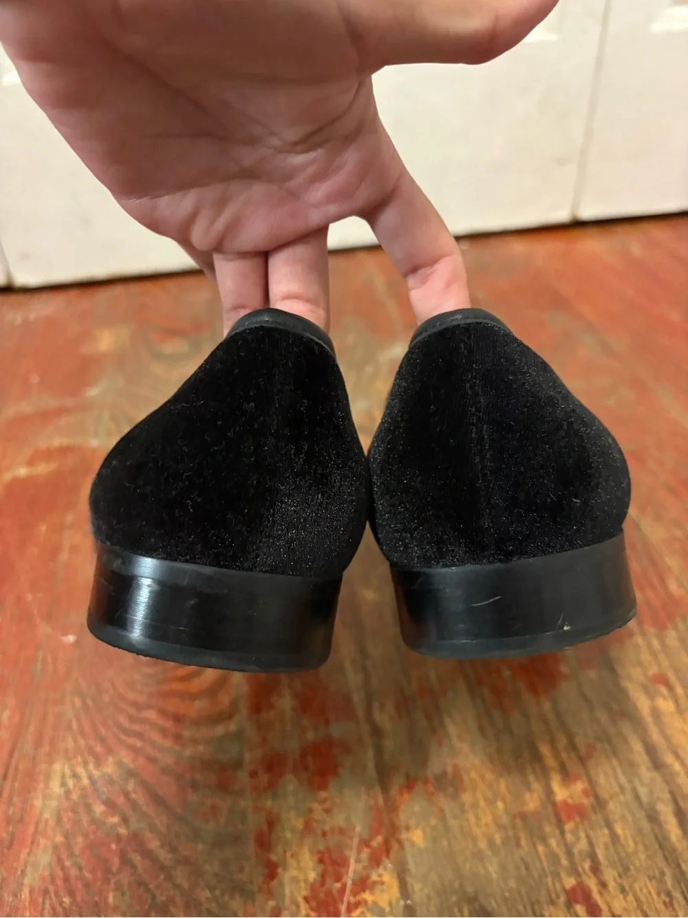 Aldo Black Velvet Loafers with Rhinestone Band